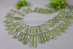Prehnite Faceted Elongated Pear Shape Beads
